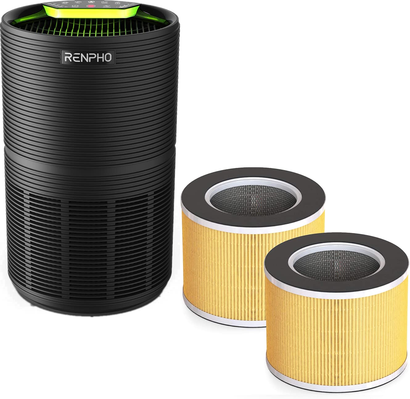 RENPHO Air Purifier for Large Room up to 800 Sq Ft with H13 True HEPA Filter - 5-Stage Filtration System, Smart Auto Mode & Air Quality Monitor - Ozone Free - Ideal for Pet Allergies, Odor Removal in Bedroom, Living Room, Office (RP-AP089B + 2 Replacement Filters)