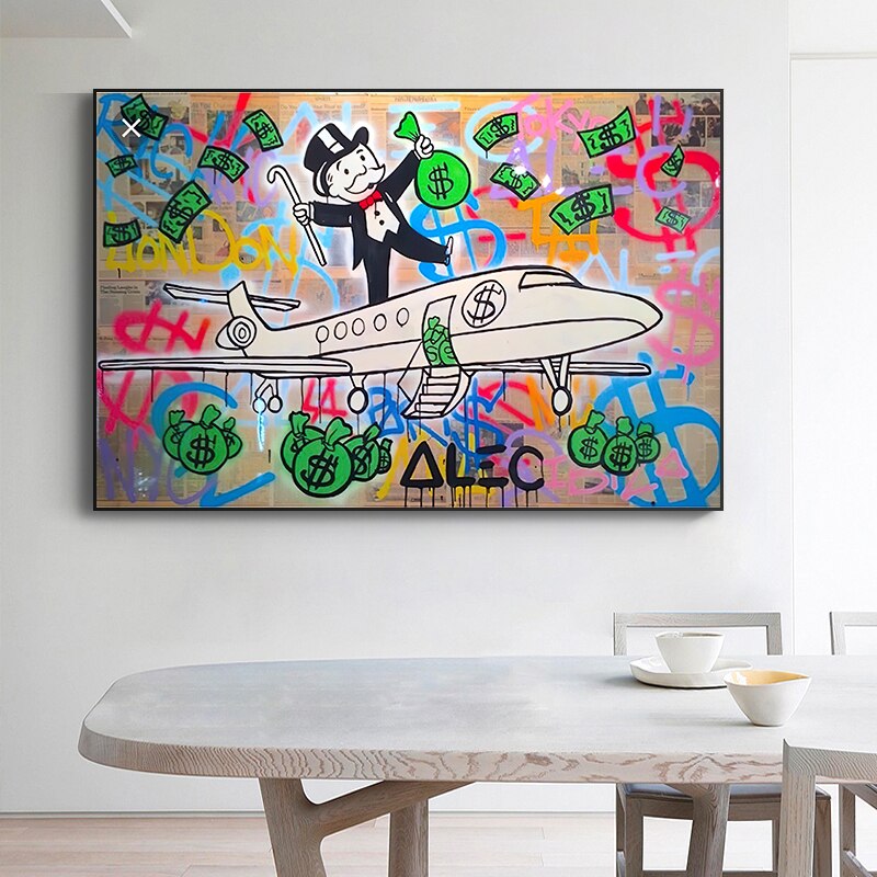Alec Monopoly Private Jet Canvas Art Print - Wall Decor for Home, Office & Gifting | Pop Culture Artwork for Gamers & Collectors