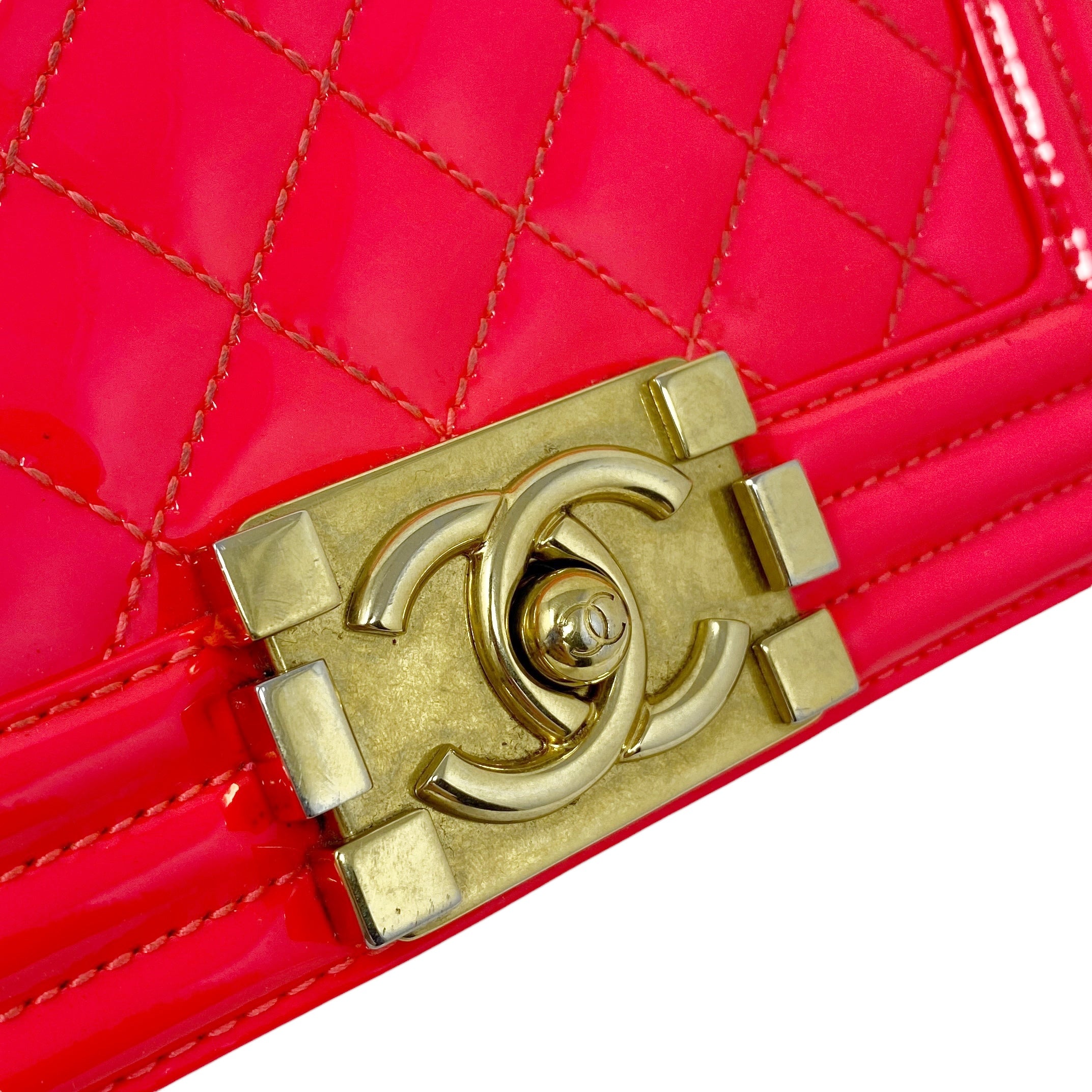 Chanel Pink Patent Leather Small Boy Bag - Luxury Crossbody Handbag for Women, Perfect for Parties, Dates & Special Occasions