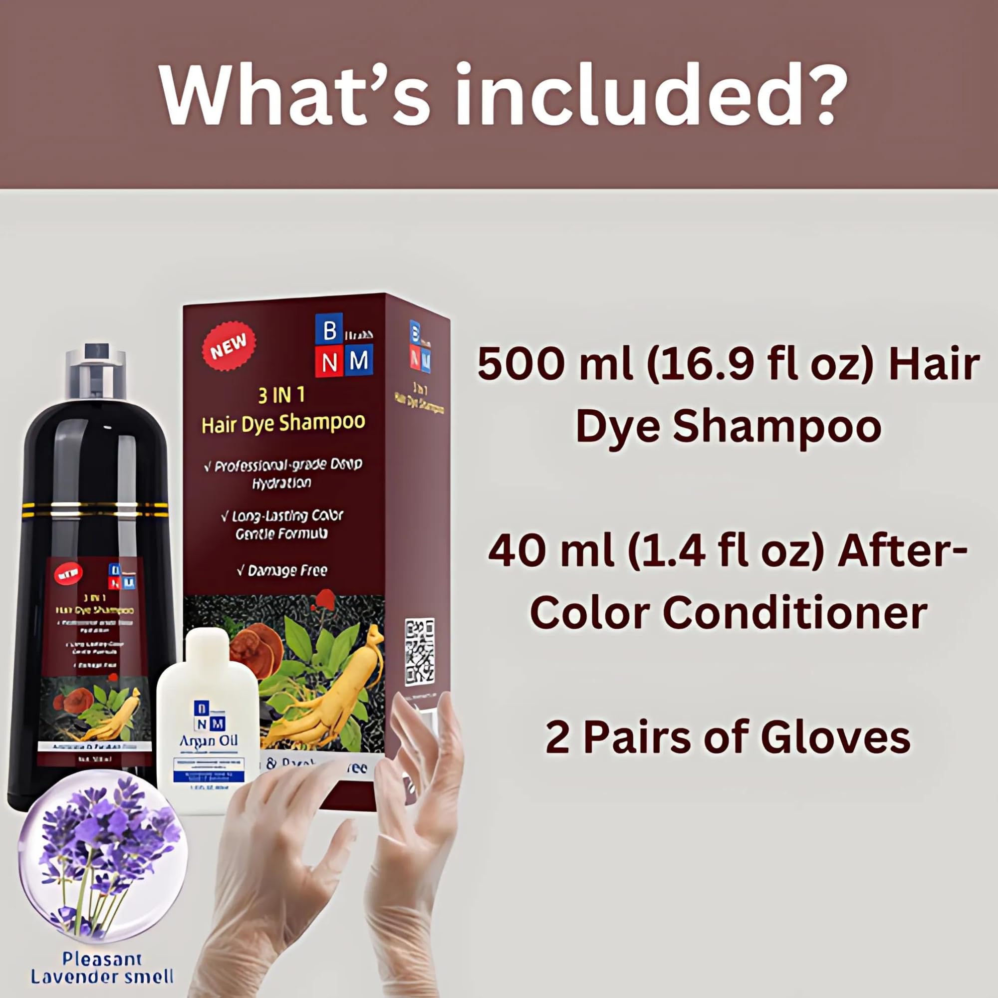 **Dark Wine Red Hair Dye Shampoo for Gray Hair – 3-in-1 Natural Color, Shampoo & Conditioner – Ammonia-Free, Long-Lasting Coverage – 500ml – Quick & Easy for Men & Women – Perfect for Home Use & Salon Styling**