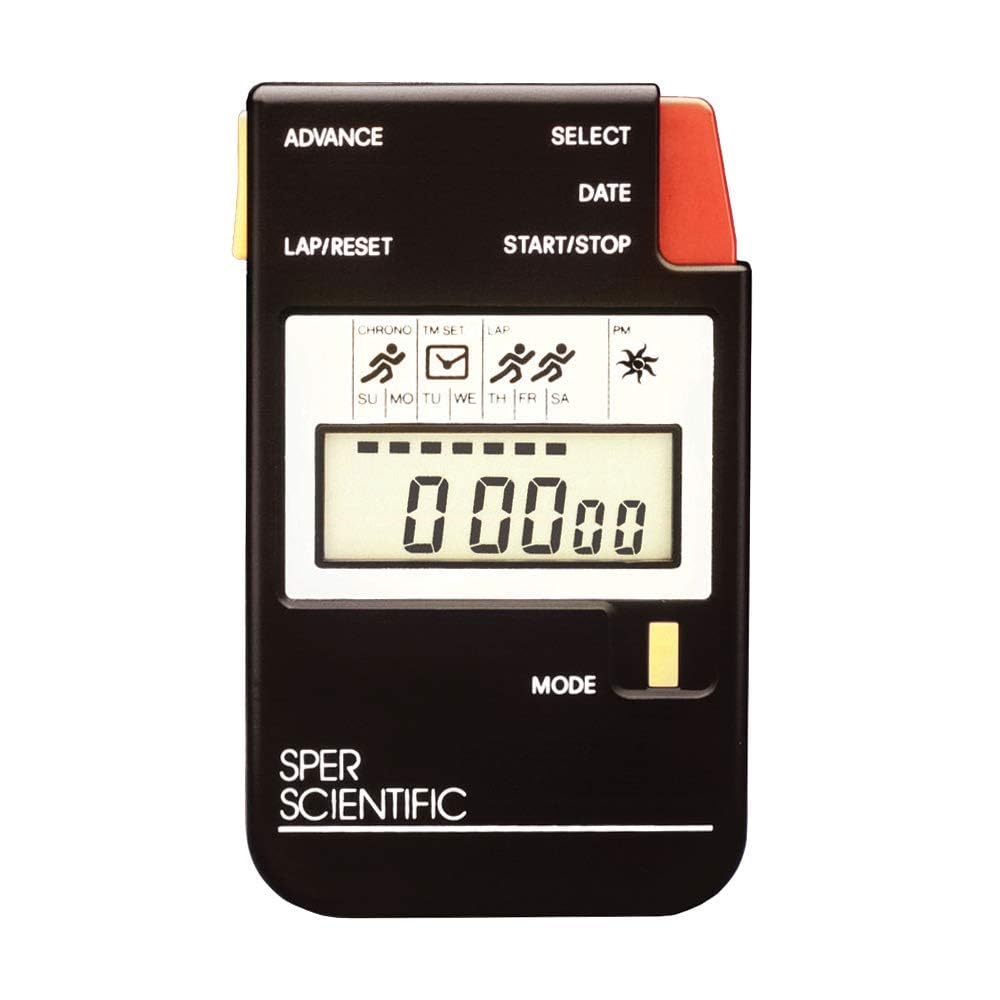 Sper Scientific Large Display Digital Stopwatch with Clock, Alarm & Countdown Timer - Easy-to-Read LCD Stopwatch for Labs, Classrooms, Sports, Cooking, Fitness Training & Outdoor Activities | Durable & Portable Scientific Timer