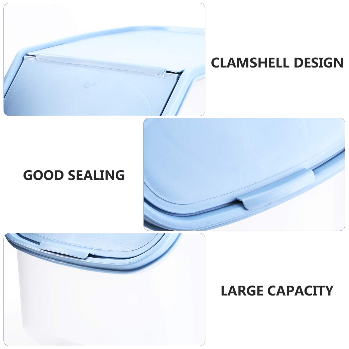 Cabilock Large Plastic Rice Storage Container with Dispenser - 10L Food Grain Holder for Rice, Flour, Cereal, Bread - Airtight Pantry Organizer for Kitchen, Home, Office (Blue) - Perfect for Meal Prep, Bulk Food Storage & Space Saving