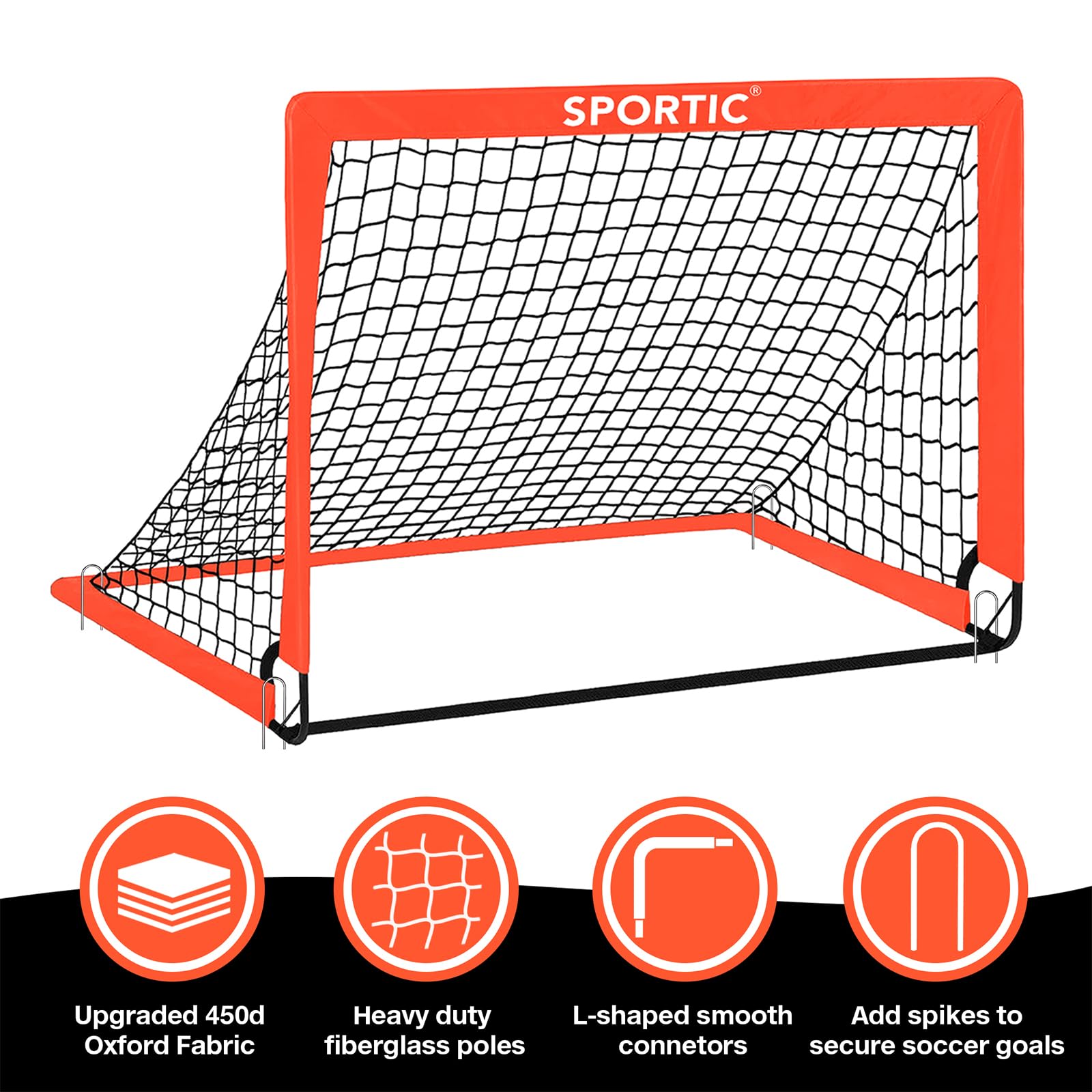 2 Pack 4' x 3' Portable Soccer Goal Net Set - Pop Up Kids Practice Soccer Goals for Indoor & Outdoor Use with Carrying Bag & Ground Pegs - Perfect for Backyard, Field, Court, Training & Youth Soccer Games