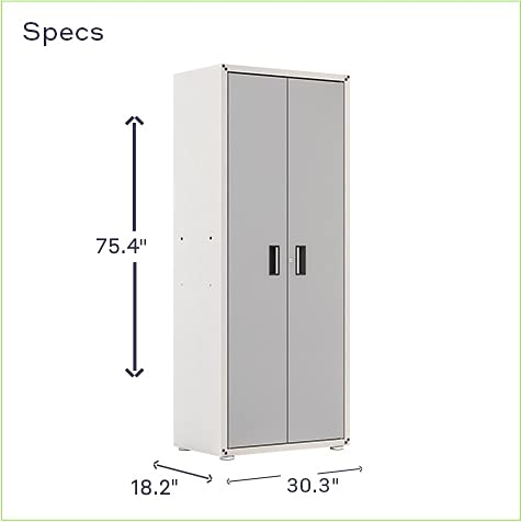 Ready-to-Assemble Steel Storage Cabinet with Lock & Key - Tall Kitchen & Garage Cabinet for Office, Classroom, Home - Removable Shelves, Pivot Hinges - 18.2