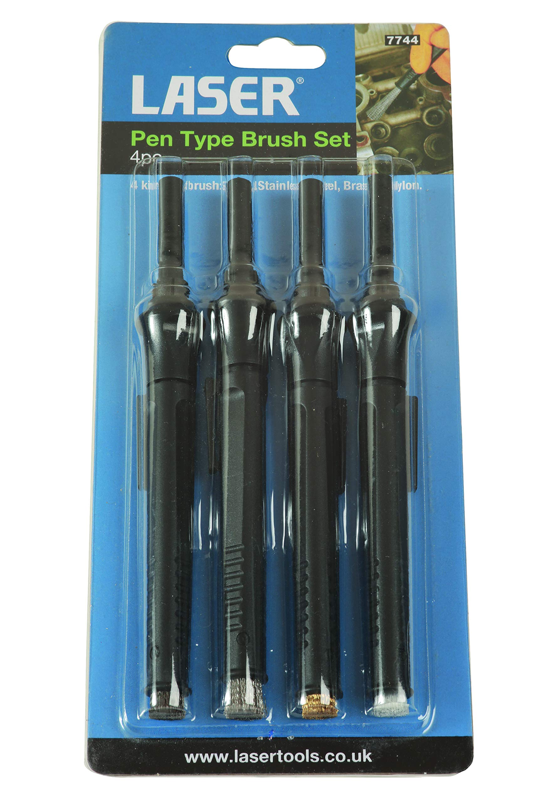 Laser Connect 7744 Professional Detailing Brush Set - 4 Piece Car Cleaning Kit for Interior & Exterior - Perfect for Auto Detailing, Wheel Cleaning, and Dashboard Maintenance