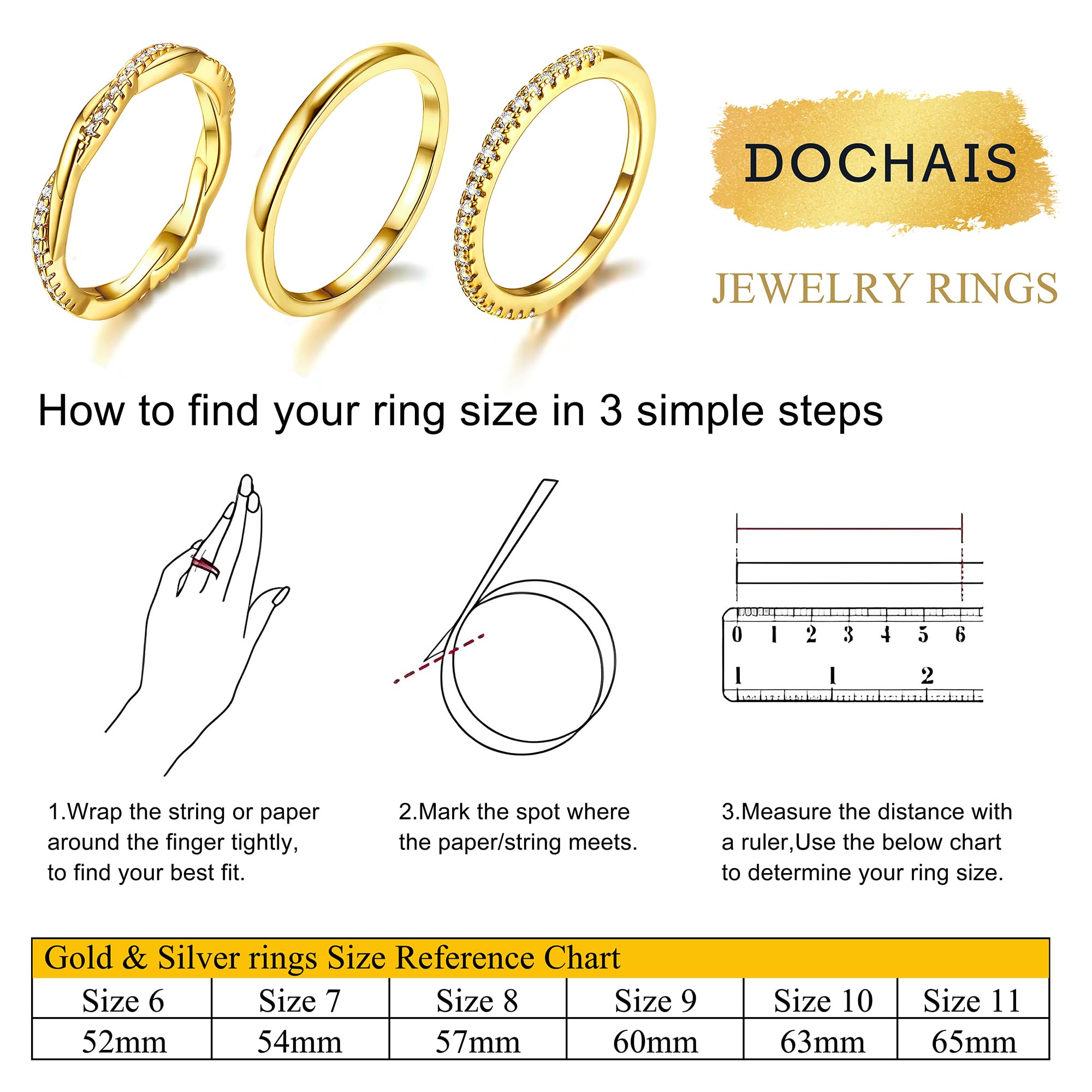 14K Gold Plated Stackable Rings for Women - 5PCS Non-Tarnish Dainty Cubic Zirconia Wedding Band Set | Trendy Statement Jewelry for Everyday Wear, Stacking & Special Occasions
