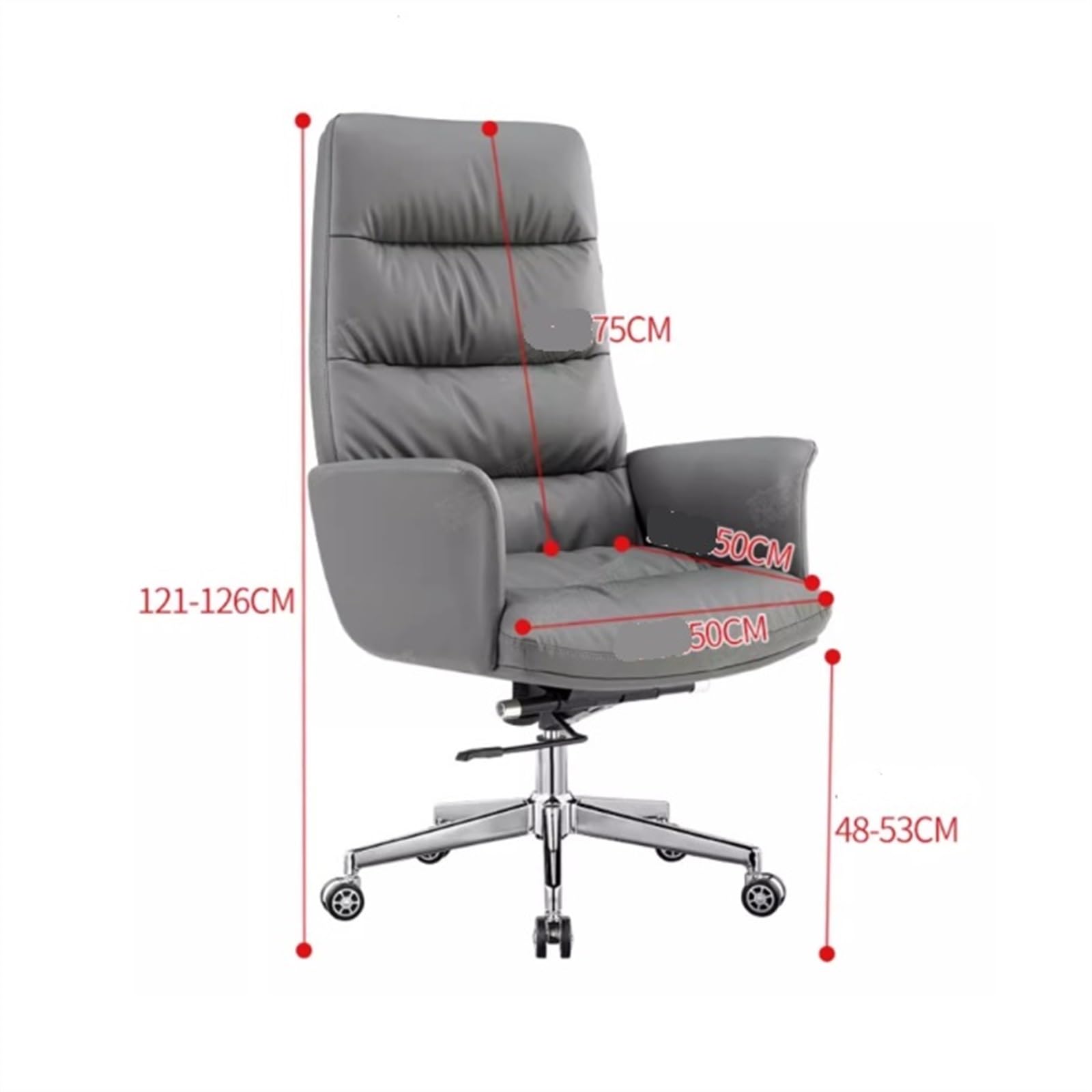 Ergonomic Office Chair - Grey PU Leather High Back Desk Chair with Adjustable Height, Lumbar Support & 360° Swivel - Perfect for Home Office, Gaming & Workspaces