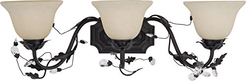 Elegant 3-Light Bathroom Vanity Light Fixture - Leaf Design, 28 Inches Wide x 8.5 Inches High - Perfect for Modern Bathroom, Powder Room & Spa Decor