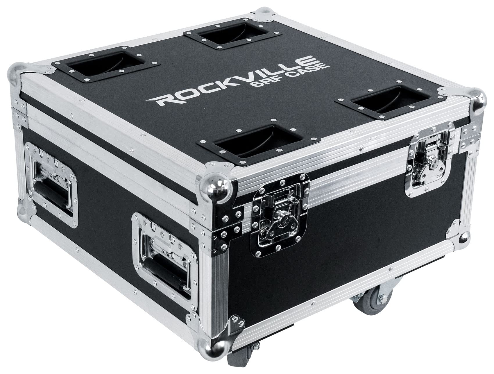 Rockville 8-Slot Battery PAR 6RF Lights Charging Road Case - Durable Travel Storage & Charging Solution for Stage Lighting, DJ Equipment, and Event Productions