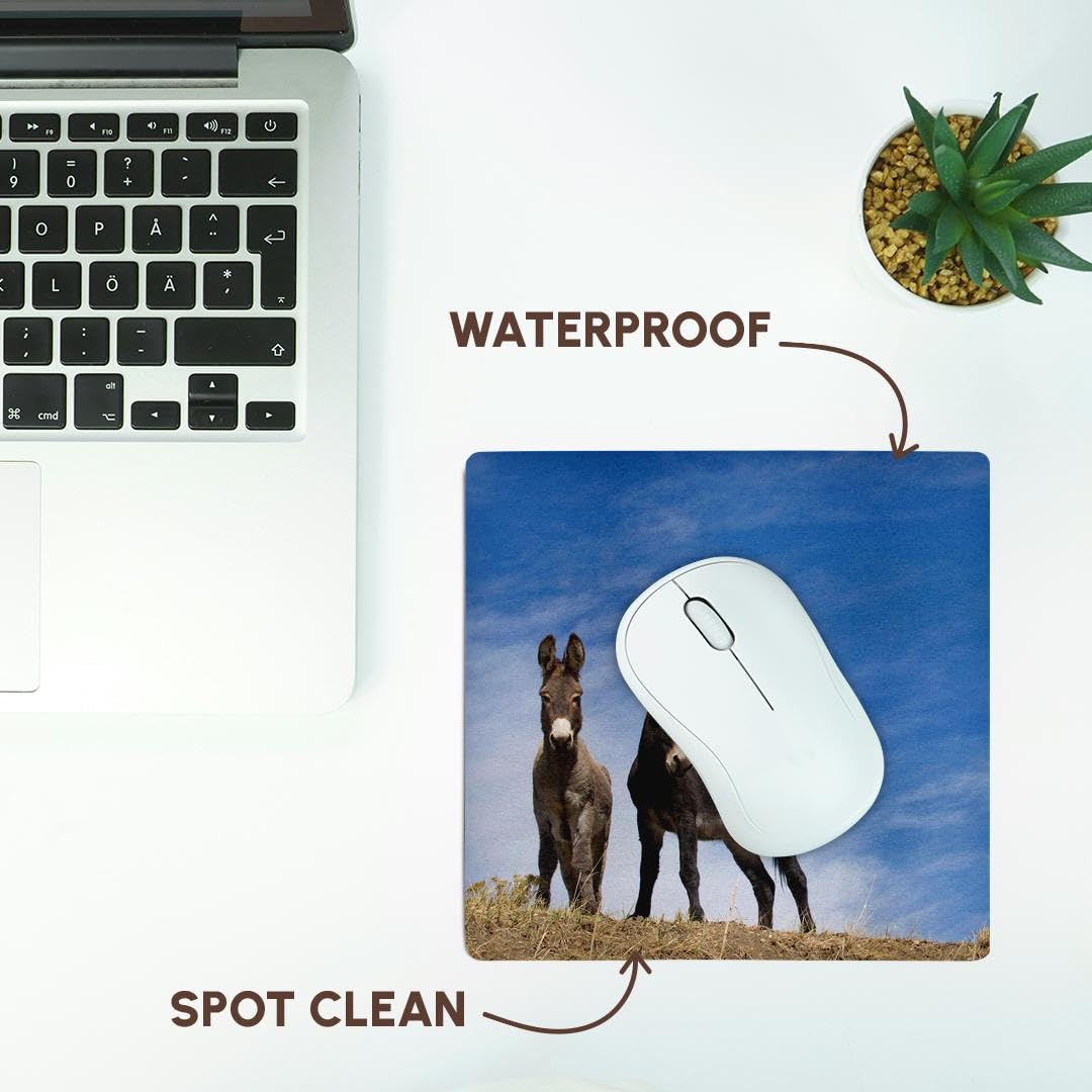 3Drose Burros Cimarron New Mexico USA Mouse Pad - Non-Slip Rubber Base, Smooth Surface for Precise Mouse Control - Perfect for Office, Gaming & Home Computer Use