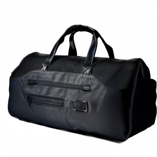 4 IN 1 Convertible Garment Duffel Bag - Waterproof & Scratch Resistant Travel Bag with Hidden Backpack Straps for Men & Women | Perfect for Business Trips, Gym, Weekend Getaways & International Travel (Onyx Black)