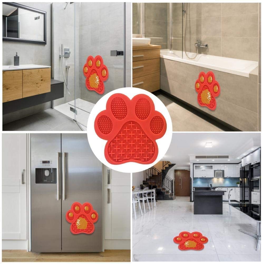 Dog Licking Mat for Anxiety Relief - Slow Feeder Dog Bowl with Peanut Butter - Non-Slip Suction Pad for Bathing, Grooming & Training - Red | Perfect for Anxious Pets, Mealtime Enrichment & Vet Visits