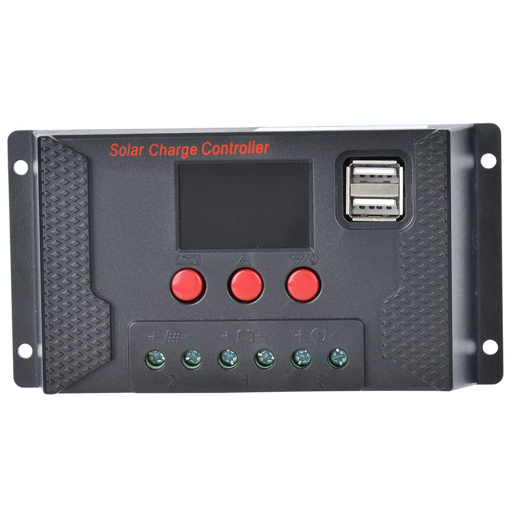 50A Solar Charge Controller with 1.5A USB Output - MPPT Photovoltaic Panel Charger for Lithium Iron & Ternary Polymer Batteries - Perfect for RV, Boat, Off-Grid Solar Systems & Emergency Power Supply