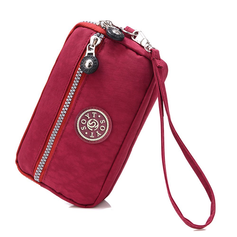 Waterproof Nylon Wristlet Bag with Dual Zipper - Slim Clutch Purse for Women, Phone Wallet with Card Slots & Money Pocket | Perfect for Travel, Shopping & Daily Essentials