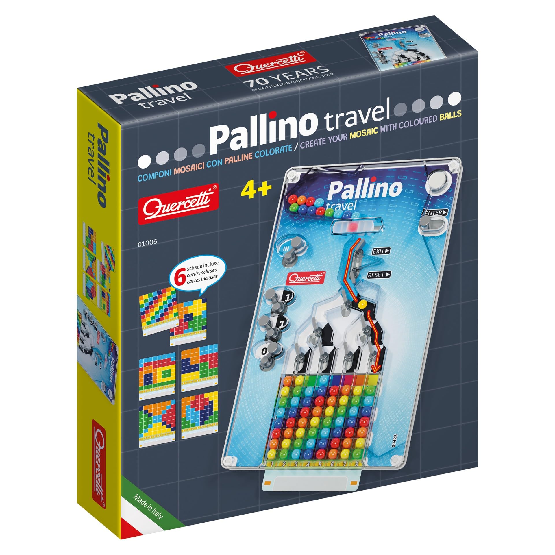 Quercetti Mini Pallino Building Toy Set for Kids - 50 Colorful Balls & Pegs, STEM Learning Educational Construction Play for Ages 3+ - Perfect for Preschool Classroom, Birthday Gifts & Creative Playtime