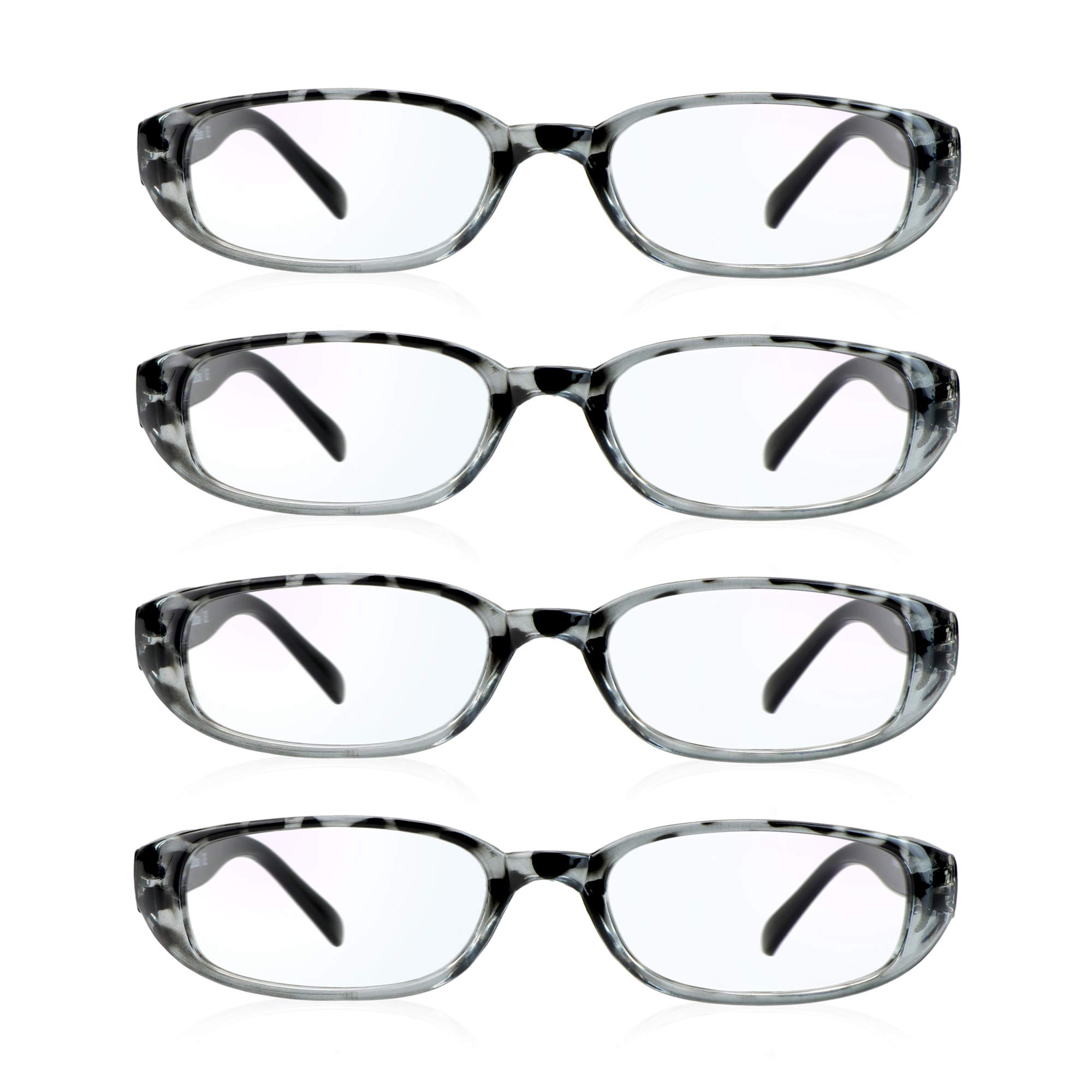 LifeArt 4 Pairs Blue Light Blocking Reading Glasses for Women & Men - Anti Eyestrain Computer Glasses for Office Work, Gaming & Screen Time