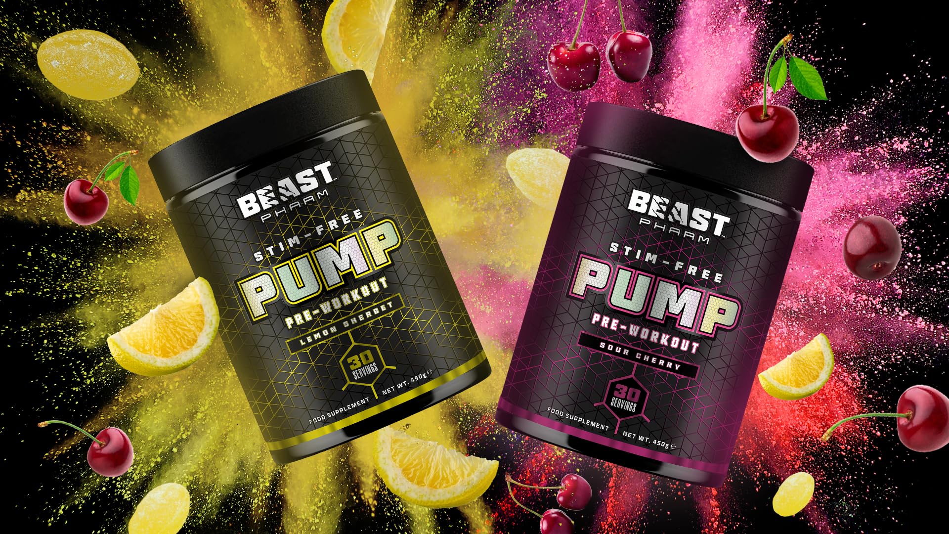 Beast Pharm STIM FREE PUMP Pre Workout Supplement - 450g Lemon Sherbet Flavor | Non-Stimulant Muscle Pump & Performance Enhancer for Gym, Bodybuilding & Fitness Training