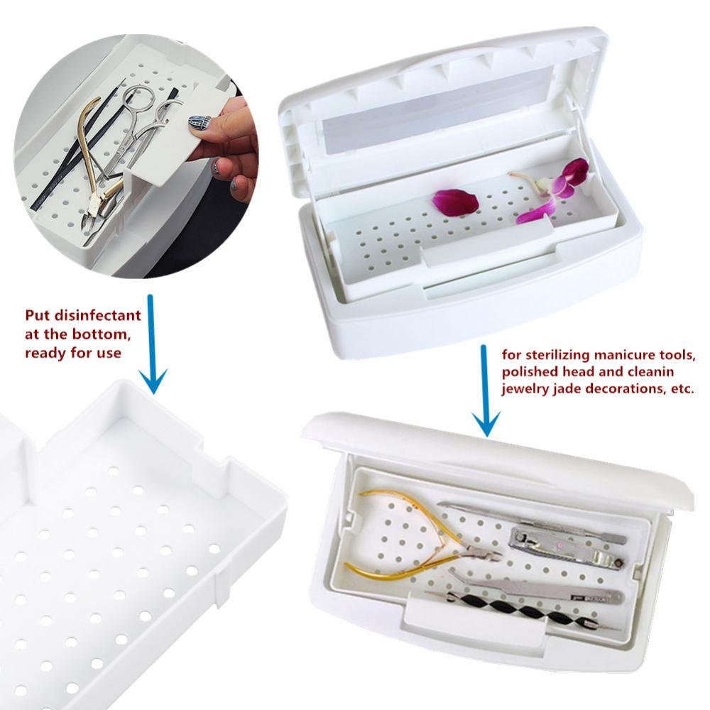 Professional Nail Tools Sterilizer Tray with Self-Draining Basket - UV Disinfection Container & Storage Organizer for Manicure Salon Tools - Perfect for Salon Hygiene & Tool Maintenance