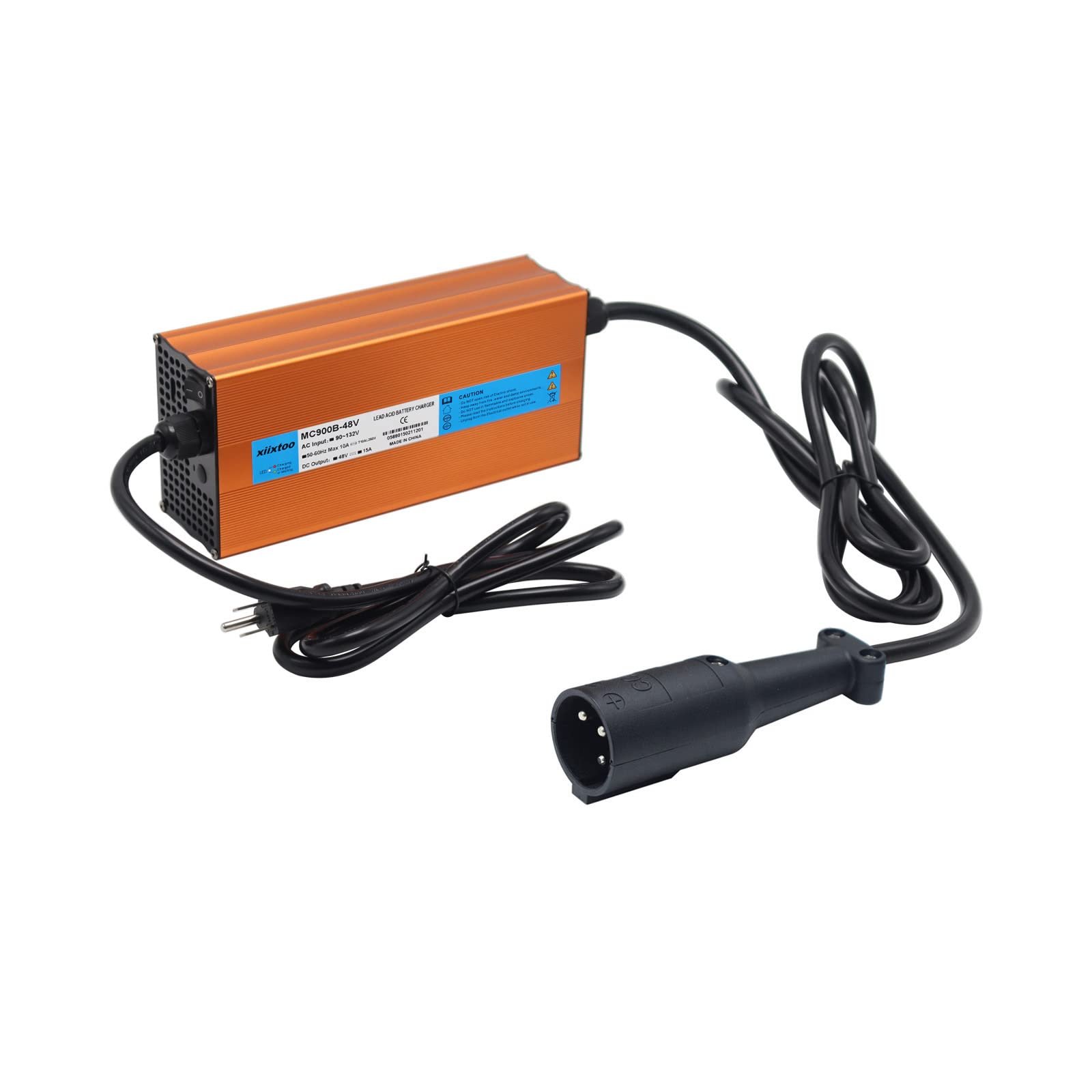 48V Golf Cart Battery Charger - 15AMP, 3-Pin Round Plug for Club Car | Perfect Replacement for Golf Carts