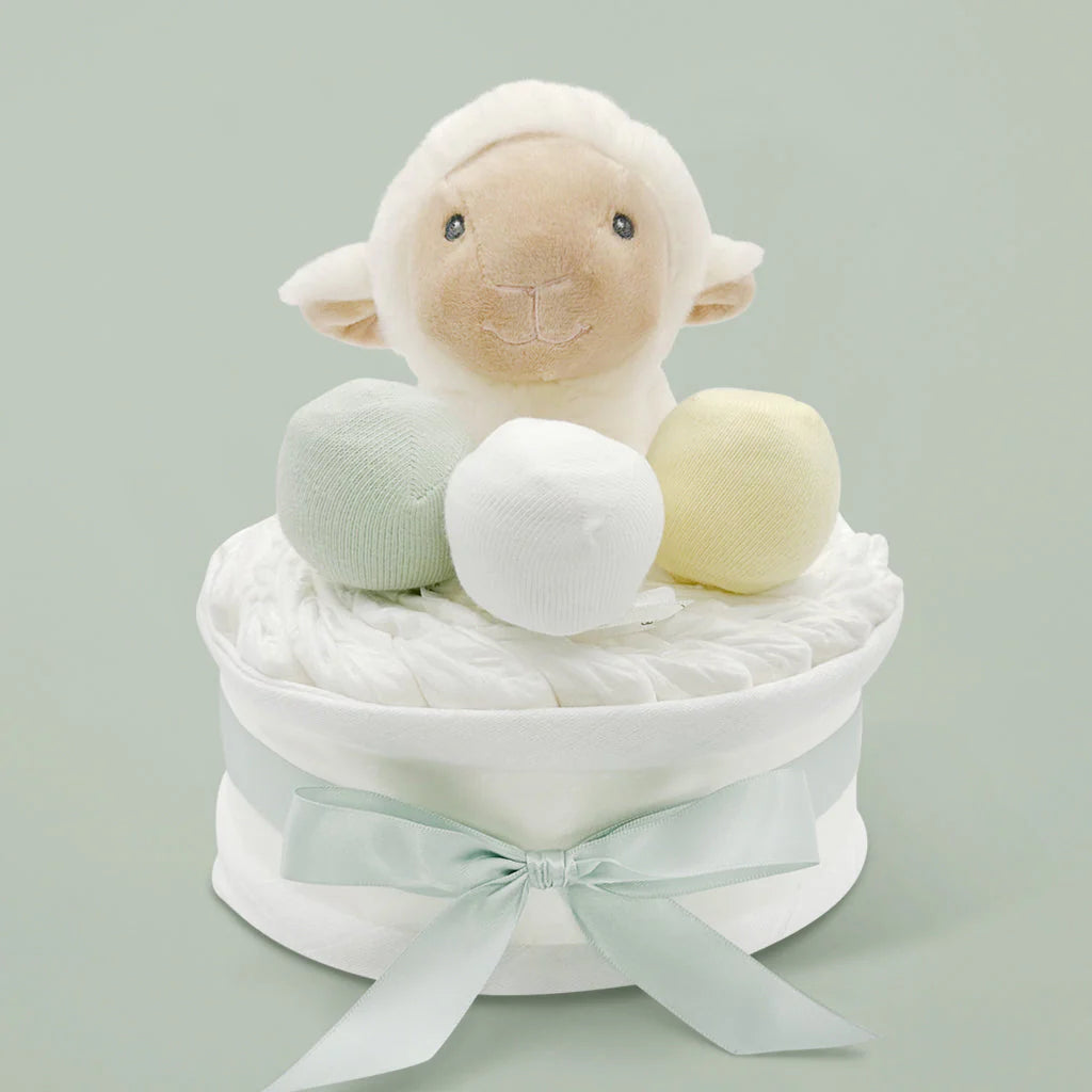 Little Lamb Diaper Cake - Gender Neutral Baby Shower Gift (LBG1056) | Perfect for Newborn Celebrations & Nursery Decor