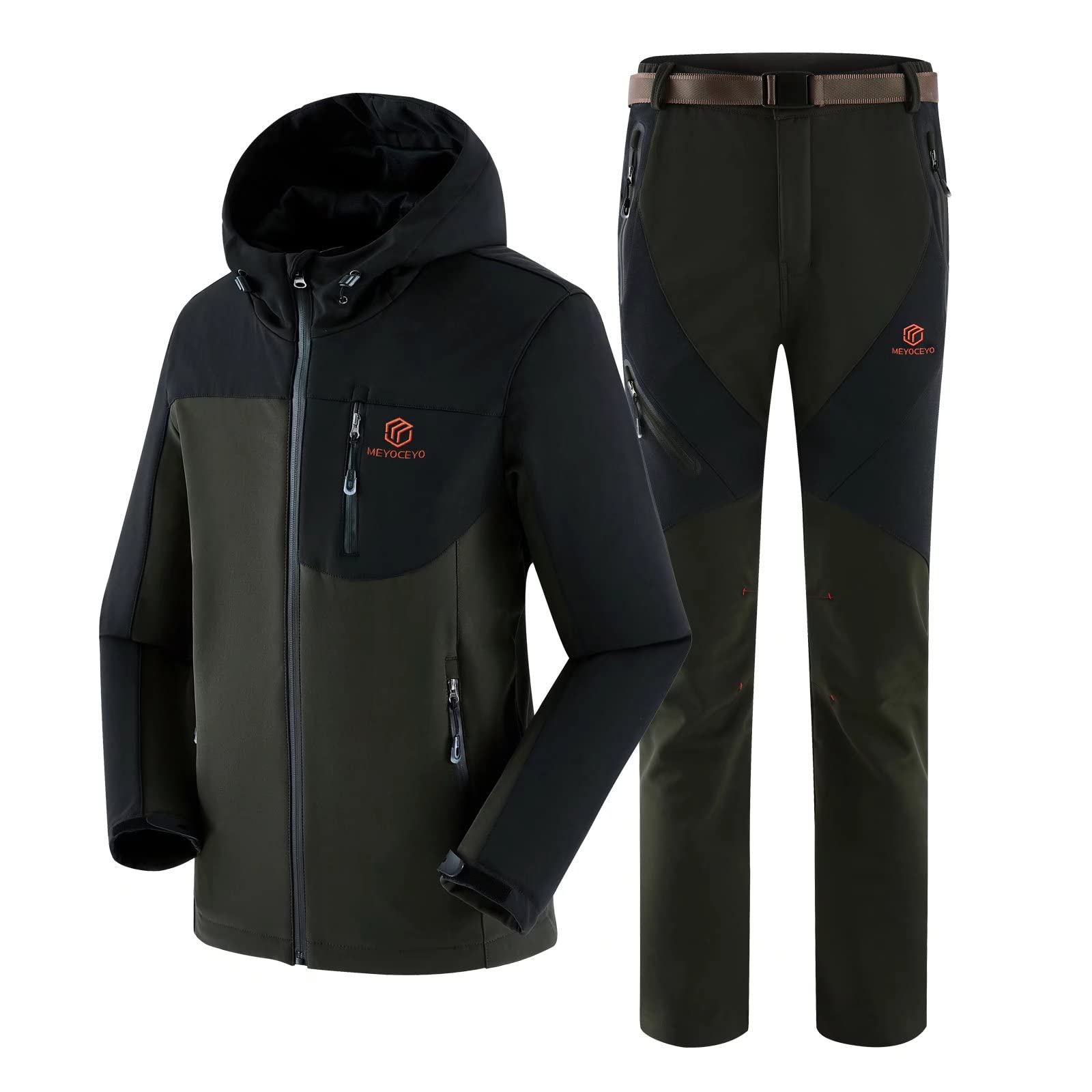MEYOCEYO Men's Waterproof Ski Jacket & Pants Set - Insulated Winter Snow Coat with Hood, Windproof Mountain Windbreaker for Skiing, Snowboarding & Outdoor Activities