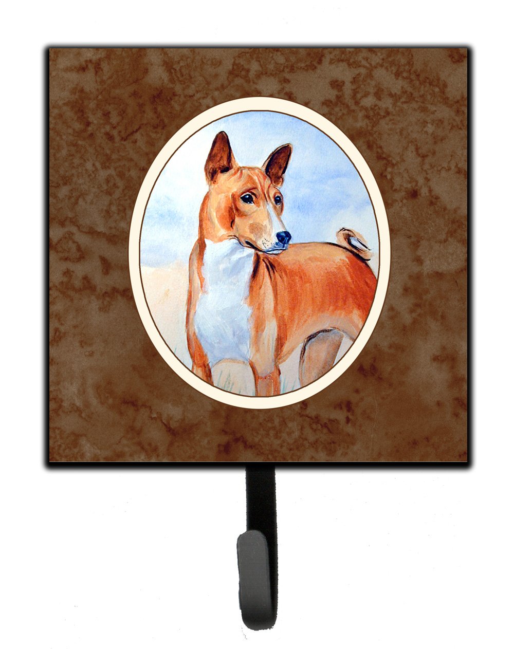 Caroline's Treasures 7223SH4 Red and White Basenji Wall Hook Organizer - Key Holder, Coat Rack, Leash Hanger for Keys, Towels, Aprons & Pet Accessories - Perfect for Entryway, Kitchen & Mudroom Organization