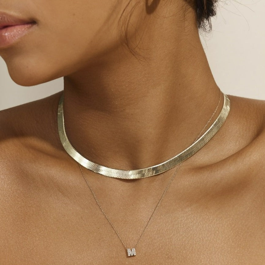 10k Gold Diamond Letter M Necklace for Women - Elegant Initial Pendant Gift for Birthday, Anniversary & Valentine's Day