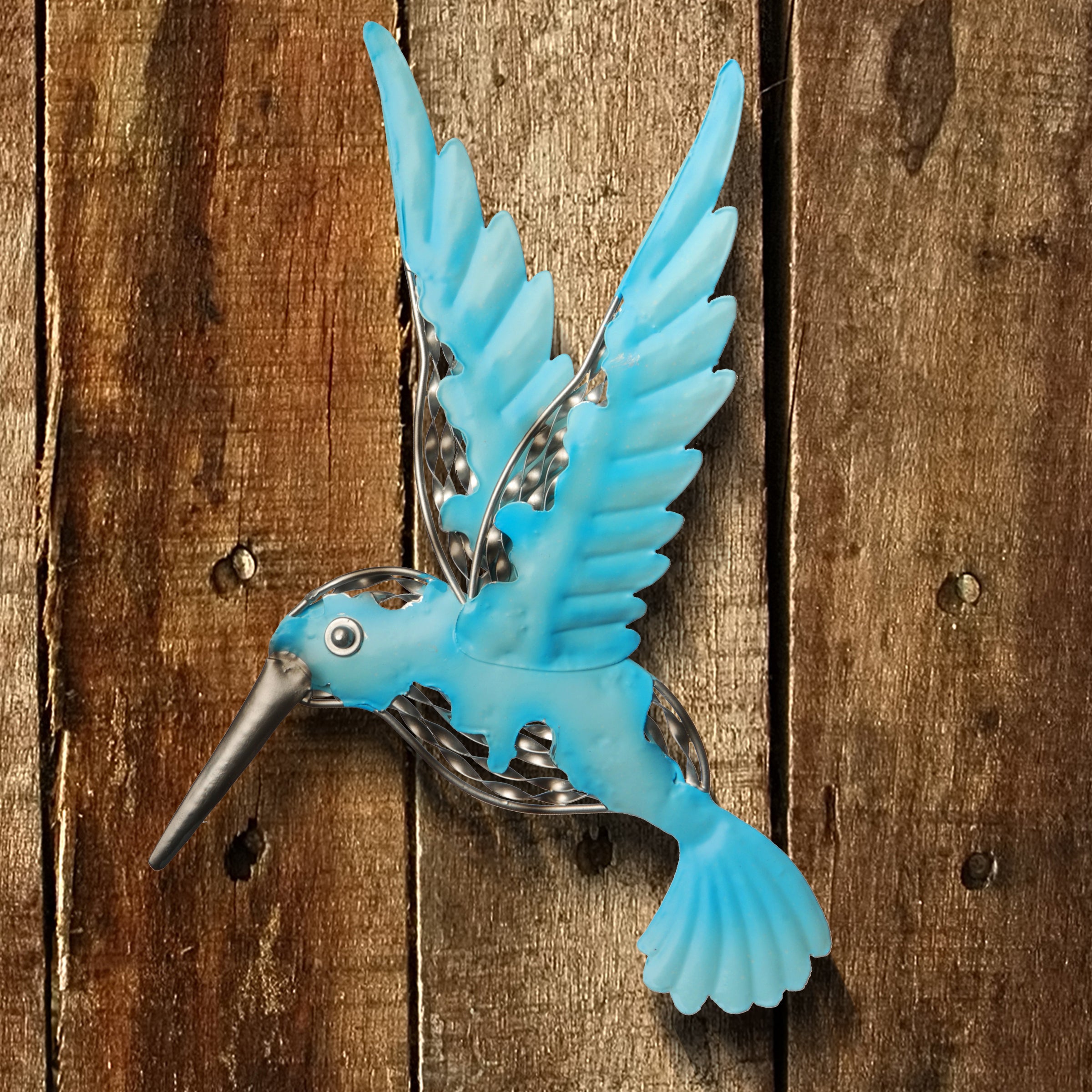 14 Inch Majestic Blue Bird Metal Wall Art Decor - Elegant Home & Garden Decoration for Living Room, Bedroom, or Outdoor Spaces