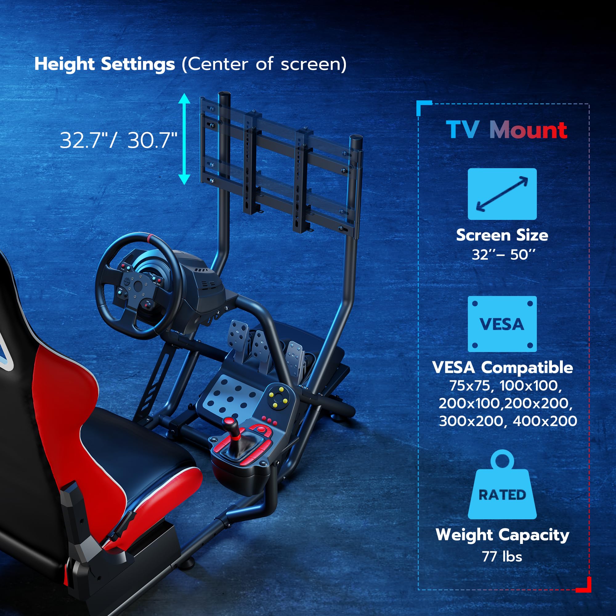 ARES WING Racing Simulator Cockpit with Adjustable Monitor Mount & Seat - Formula & GT Style Sim Racing Rig Compatible with Fanatec, Thrustmaster, Logitech, Moza - Works with PS5, PS4, Xbox & PC - Perfect for Home Racing, Esports Training & Immersive Gaming Experience