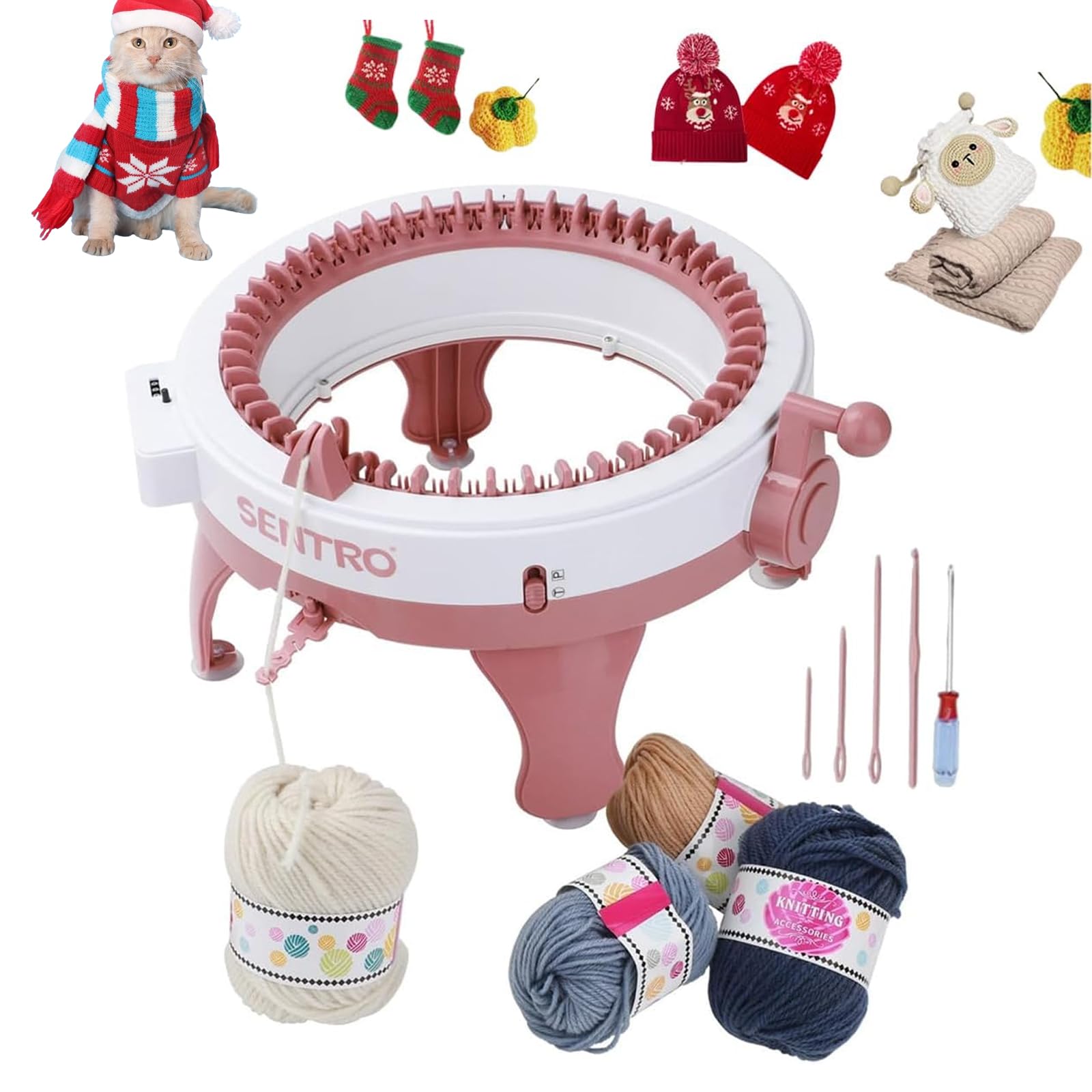 48 Needle DIY Hand Knitting Machine - Rotating Loom Board for Adults & Kids | Easy Yarn Weaving Tool for Scarves, Hats & Blankets | Shoze Knitting Craft Kit