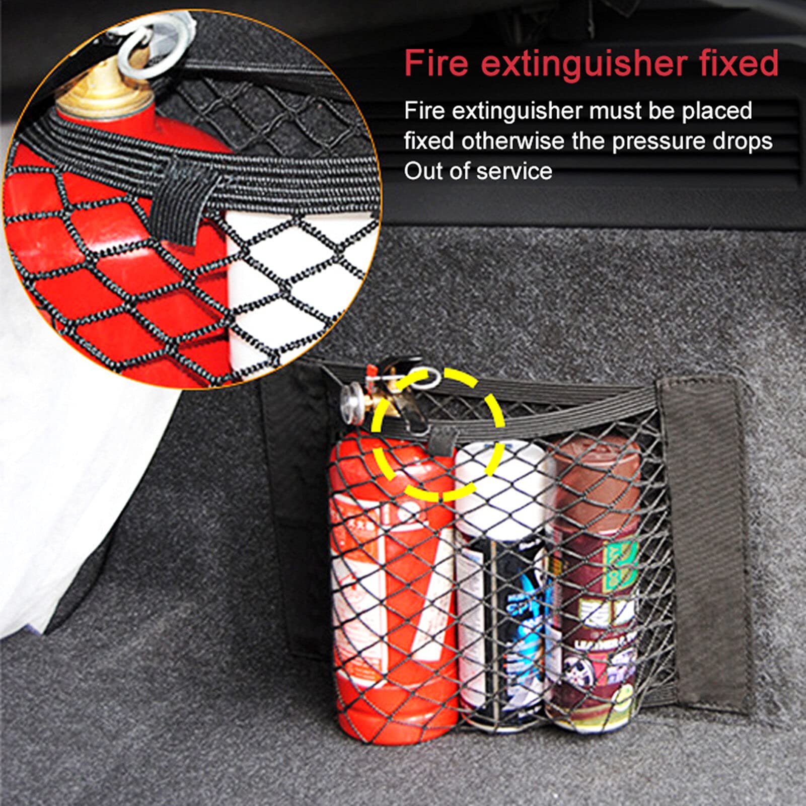 Universal Car Storage Organizer - Rear Seat Mesh Pocket Bag with Elastic String & Magic Sticker for Auto Trunk Organization | Perfect for Road Trips, Grocery Shopping & Family Travel Accessories