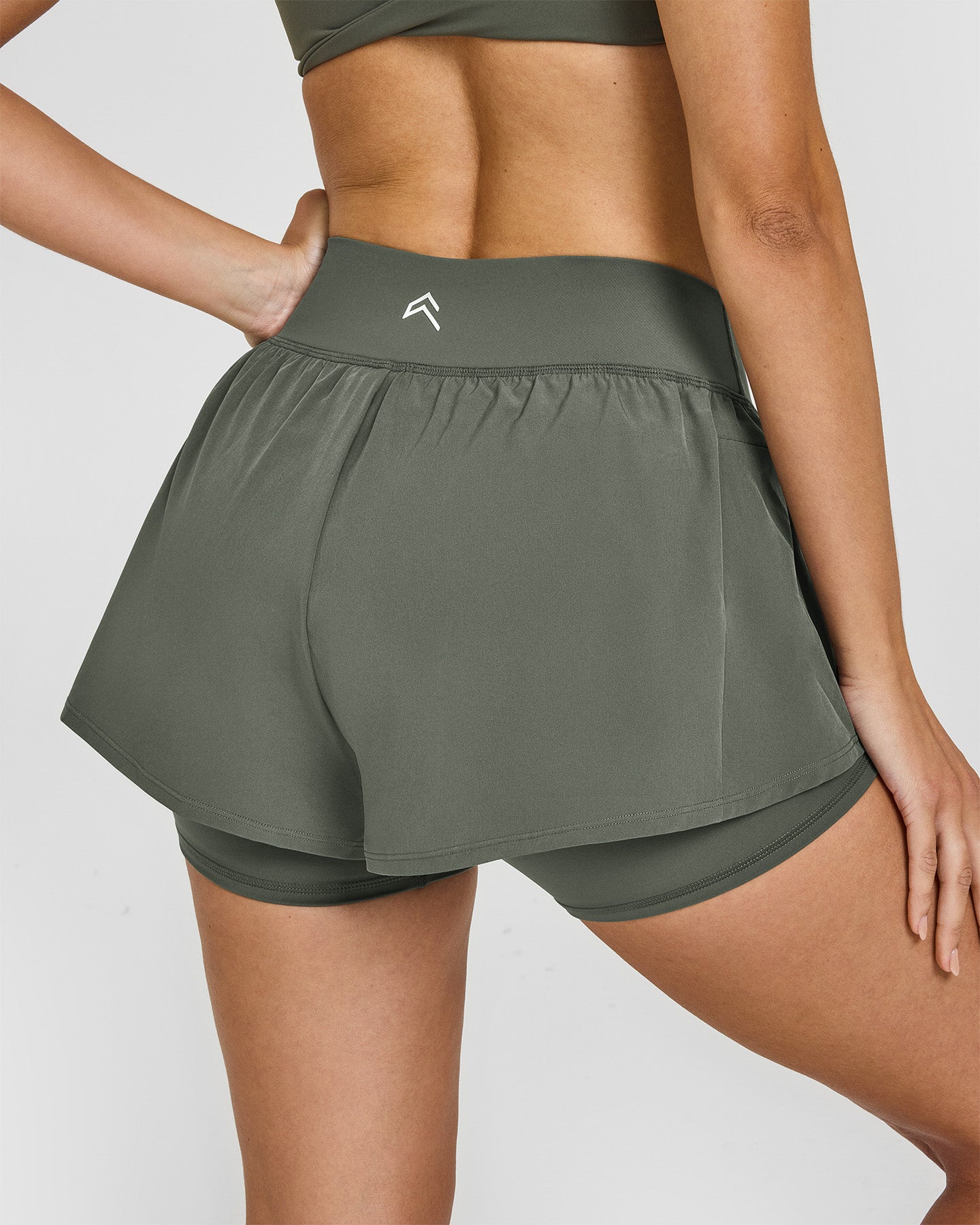 Unisex Double Layer Athletic Shorts for Men & Women | Dark Khaki | Perfect for Running, Gym Workouts & Casual Wear