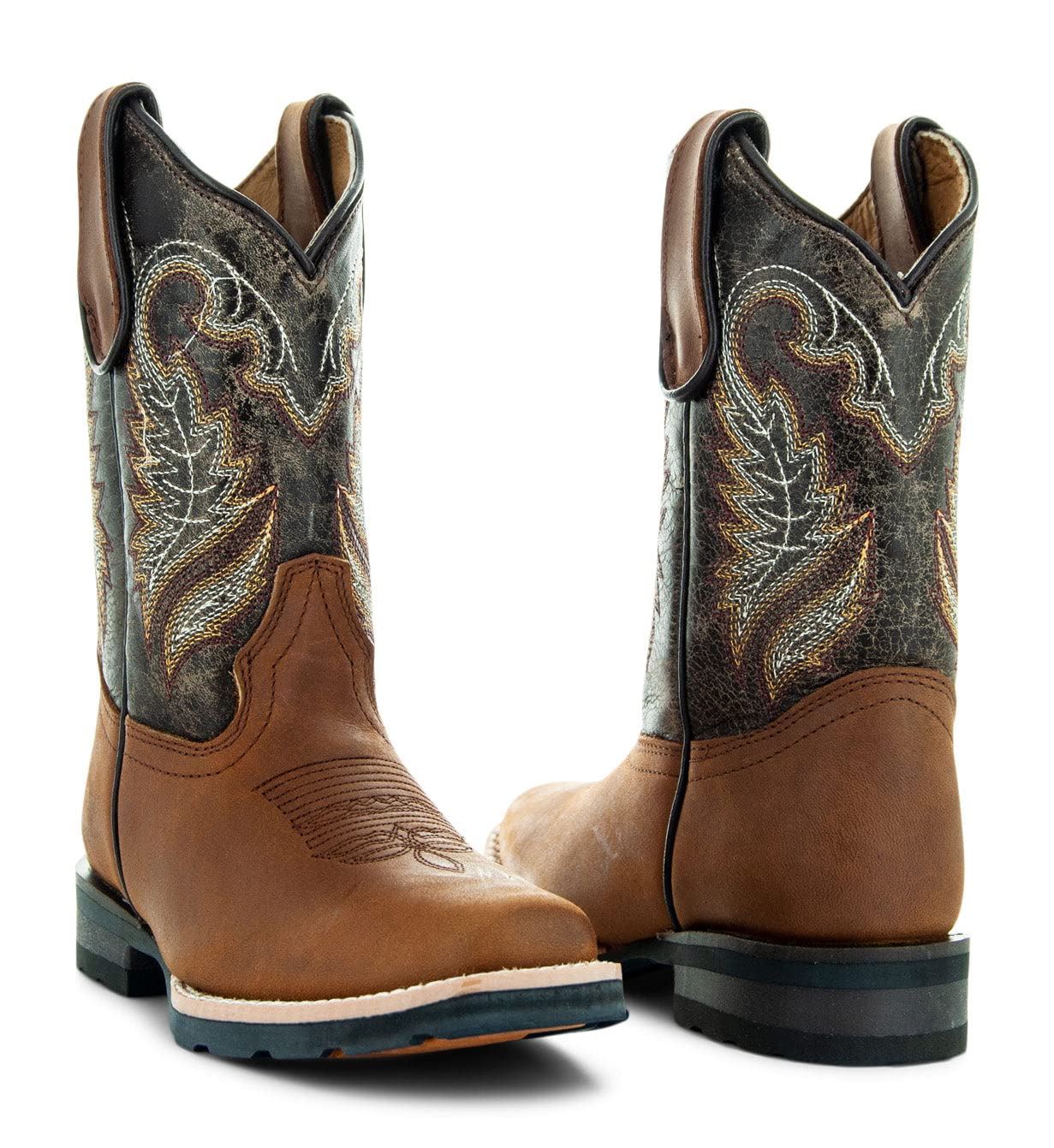 Soto Boots K4003 Genuine Leather Kids Cowboy Boots - Square Toe Western Boots for Toddlers & Children (Miel) | Perfect for Rodeo, Country Dance & Outdoor Play