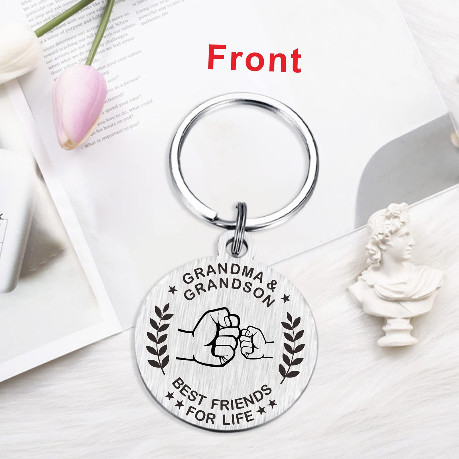 Personalized Grandma Keychain - Engraved Gift for Grandmother, Grandson & Granddaughter | Perfect for Birthdays, Mother's Day & Family Keepsakes