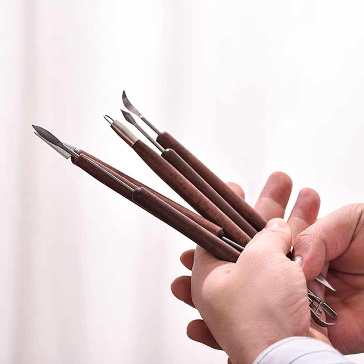 6 Pcs Wooden Handle Clay Sculpture Tools Set - Ceramic Carving, Pottery & Ceramics Modeling Kit for Artists & Crafters - Perfect for DIY Projects, Home Decor & Gift Making