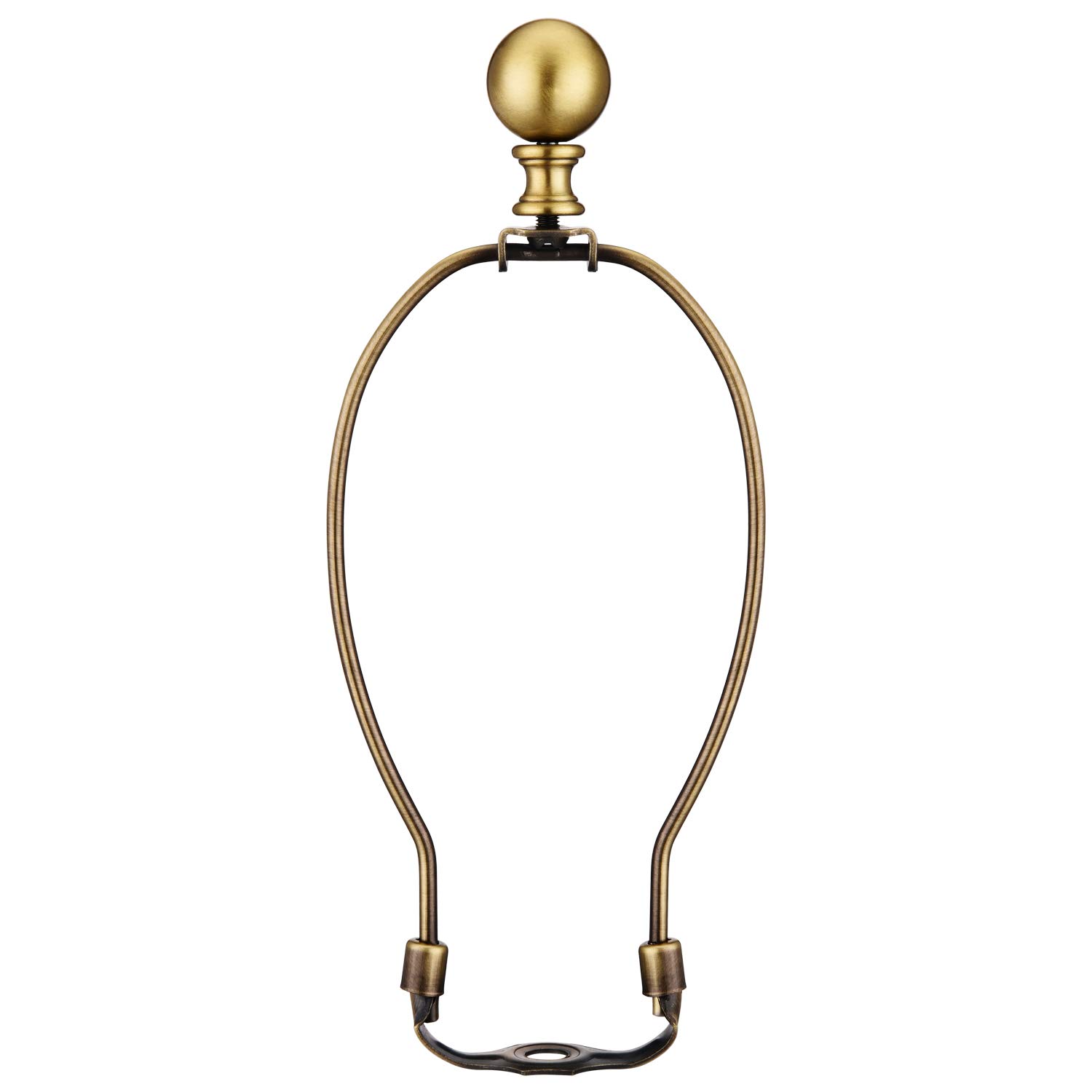 Canomo 8 Inch Lamp Harp Set - Antique Brass Lamp Shade Holder with Light Base & 3mm Ball Finial for Table & Floor Lamps - Perfect for Living Room, Bedroom & Office Lighting Decor