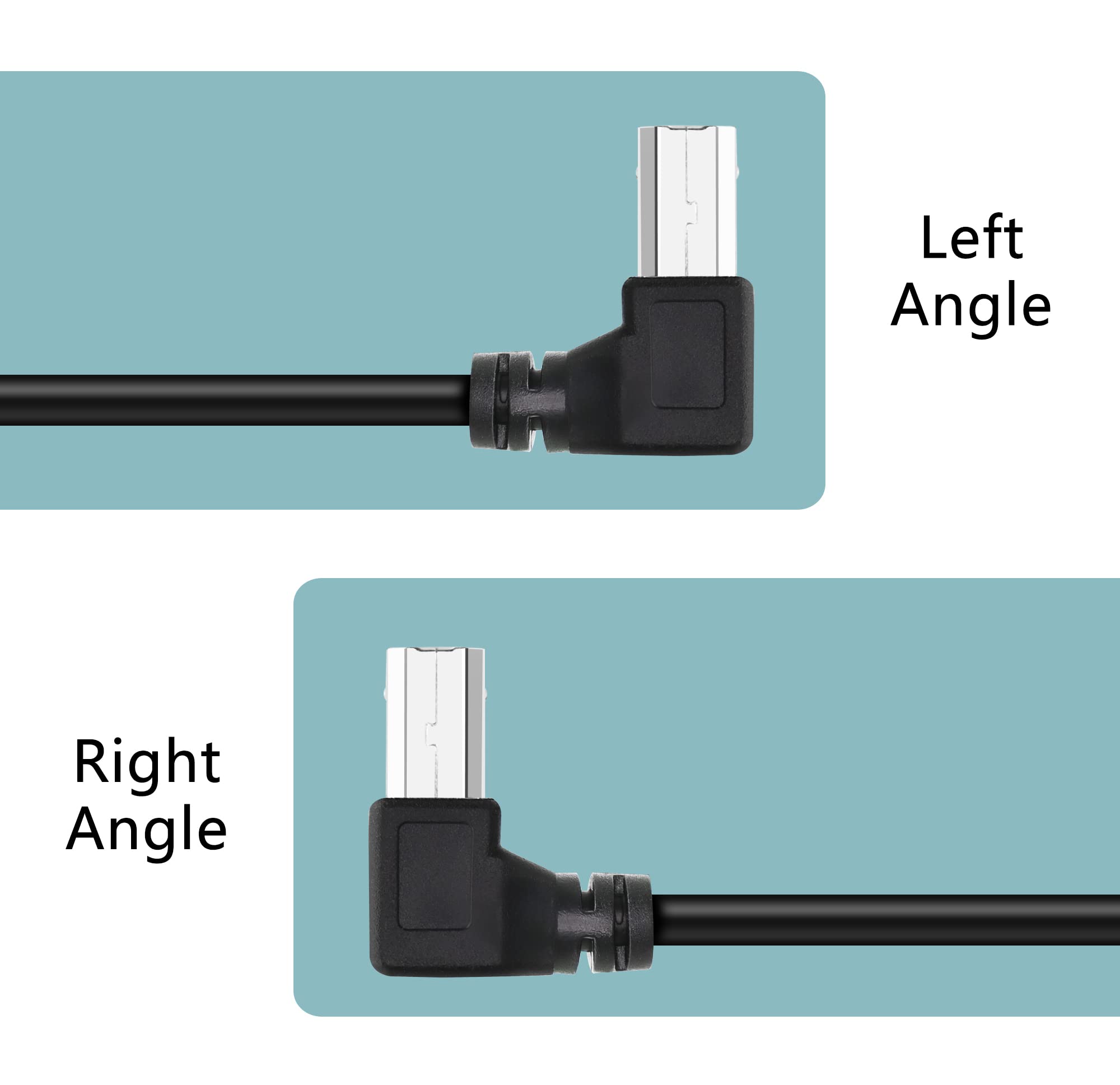 YACSEJAO USB 2.0 Printer Cable - A Male to B Male Right Angle 90 Degree High Speed 480Mbps Cord (1.5M) for HP, Canon, Epson Printers & Scanners - Perfect for Home Office, School & Small Business Printing Needs