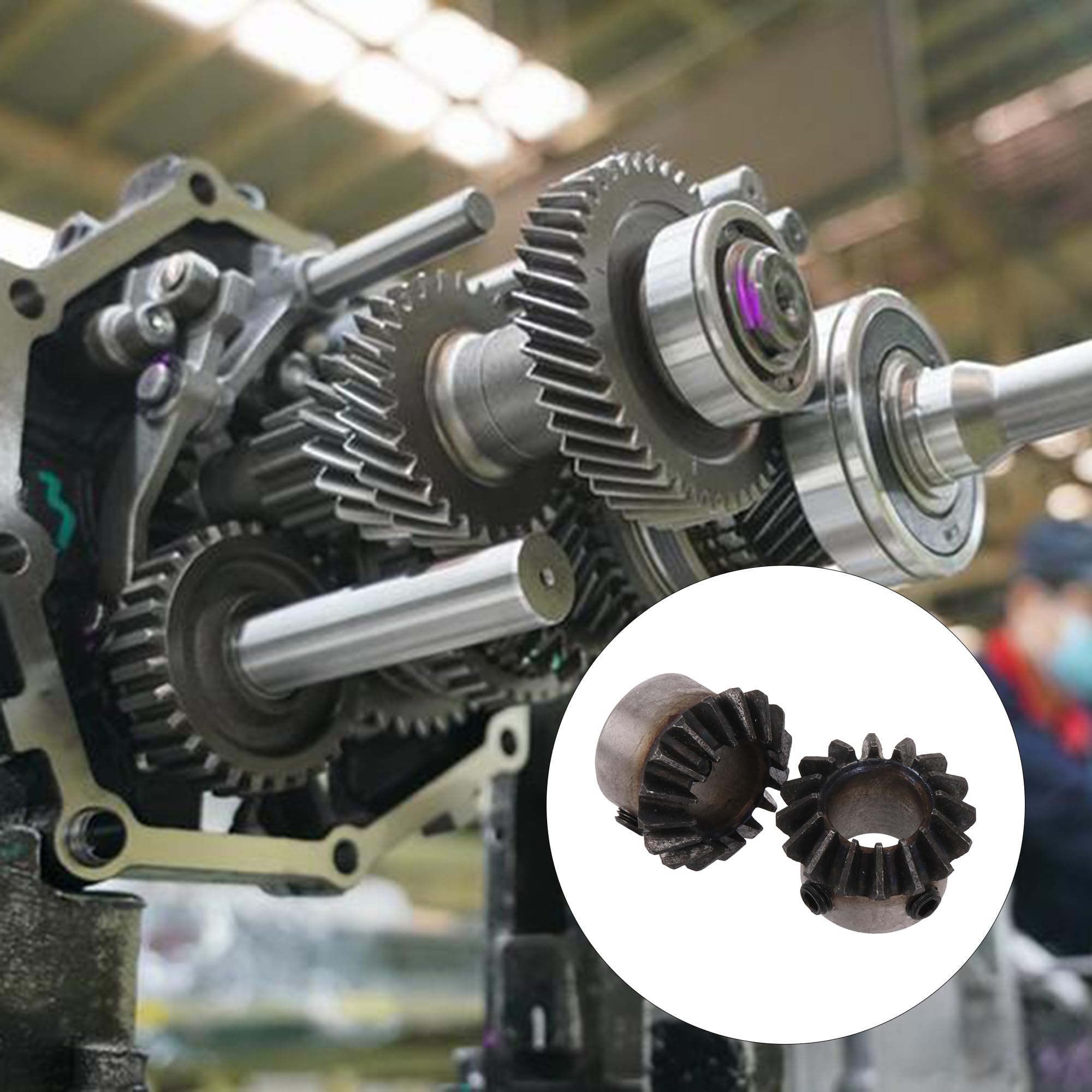 BQLZR 45# Steel Bevel Gear - 26mm Diameter, 18mm Height, 12mm Hole, 1.5 Module, 16 Teeth (Silver/Black) - 2 Pack - Perfect for RC Cars, Robotics, and DIY Mechanical Projects