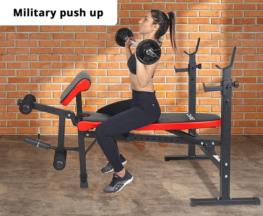 CARE FITNESS Pro Max Adjustable Folding Weight Bench - Full Body Home Gym Equipment for Abs, Chest & Strength Training - Compact & Space Saving for Small Home Workouts