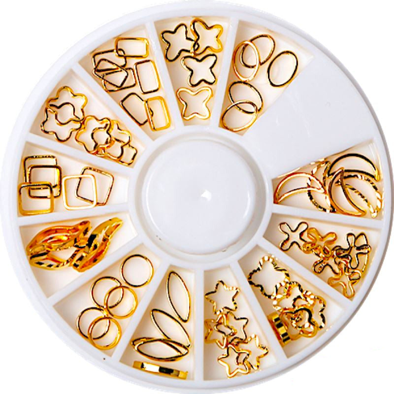 Gold & Silver Nail Art Decoration Wheels - Professional Nail Design Accessories for DIY Manicure, Salon & Home Use