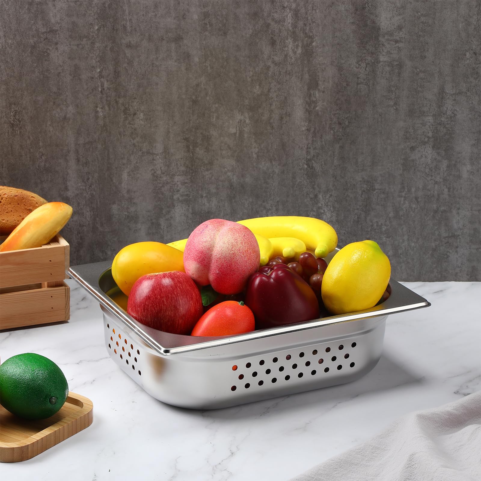 Lounsweer 2 Pack Stainless Steel Half Size Hotel Pans - Perforated Steam Table Pans (12.8''x4''x10.43'') for Commercial Catering, Kitchen & Restaurant Food Serving | Perfect for Buffets, Banquets & Food Storage