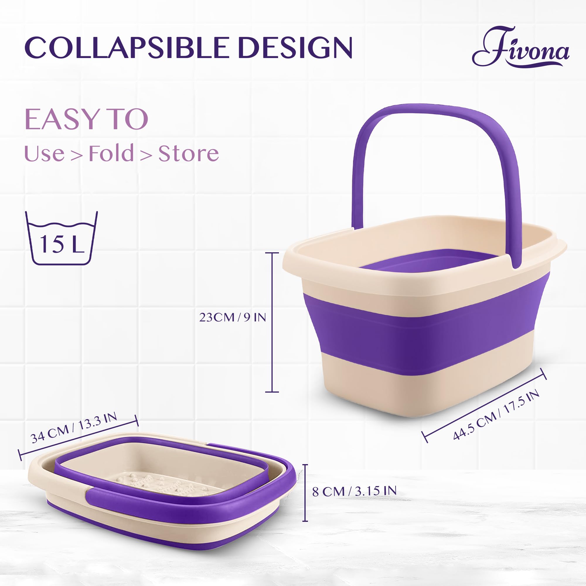 Fivona 4-in-1 Foot Care Kit with Epsom Salt & Essential Oils - Lavender Foot Soak Blend, Collapsible Basin, 40% Urea Cream for Dry Cracked Feet, Dual Action Foot File - Perfect for Pedicure, At-Home Spa & Foot Relaxation Therapy