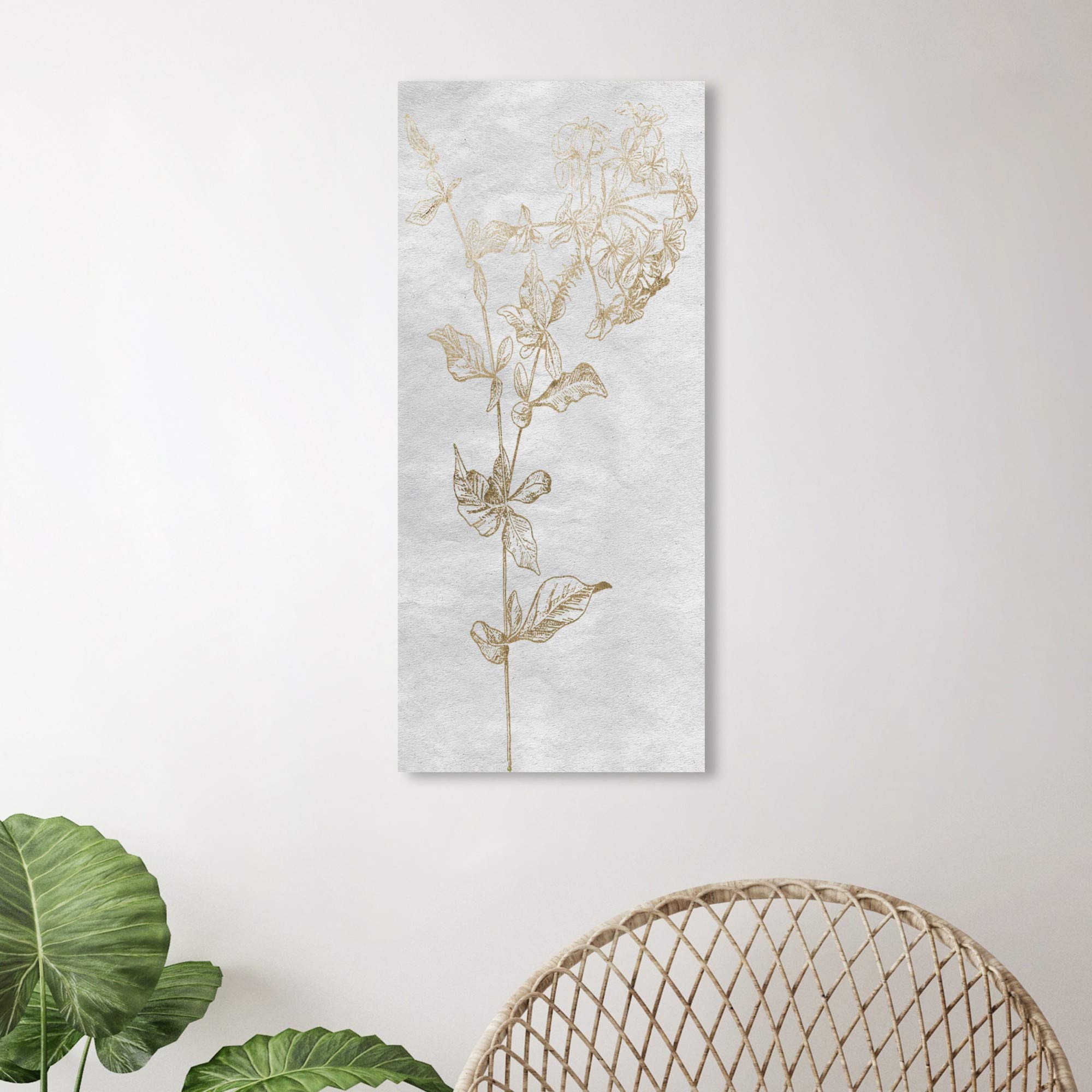Floral Sketch Vertical Gold Wall Art Canvas Prints by Oliver Gal Artist Co. - Elegant Home Decor for Living Room, Bedroom & Office
