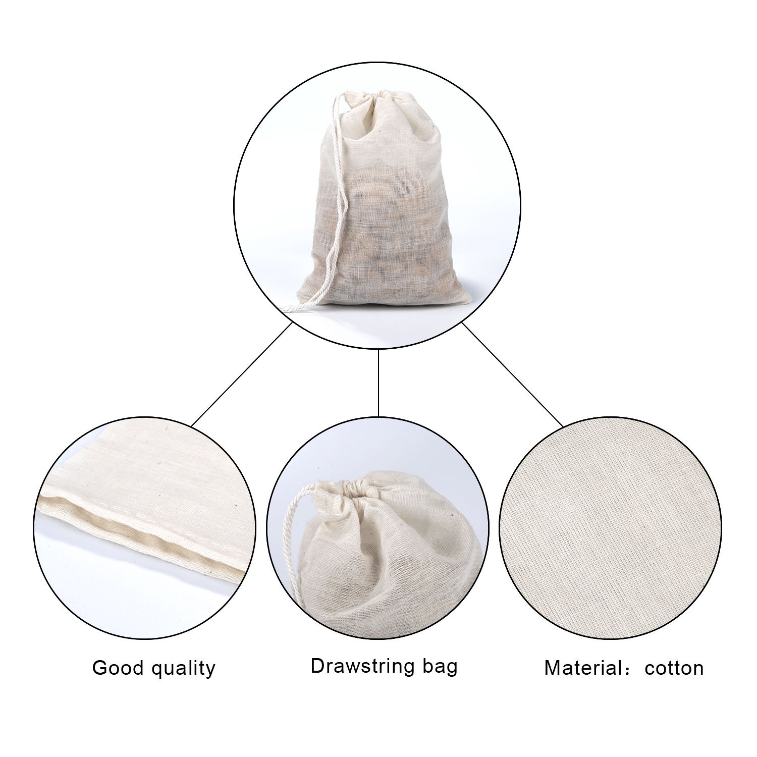100-Piece Muslin Drawstring Bags for Party Favors & Home Organization - 5x7 Inches - Perfect for Wedding Favors, Baby Showers & Gift Packaging