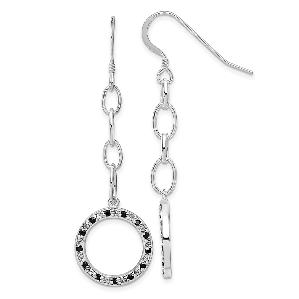 925 Sterling Silver Black & Clear Cubic Zirconia CZ Circle Drop Dangle Chandelier Earrings for Women - Elegant Fine Jewelry Gift for Her - Perfect for Parties, Weddings & Special Occasions