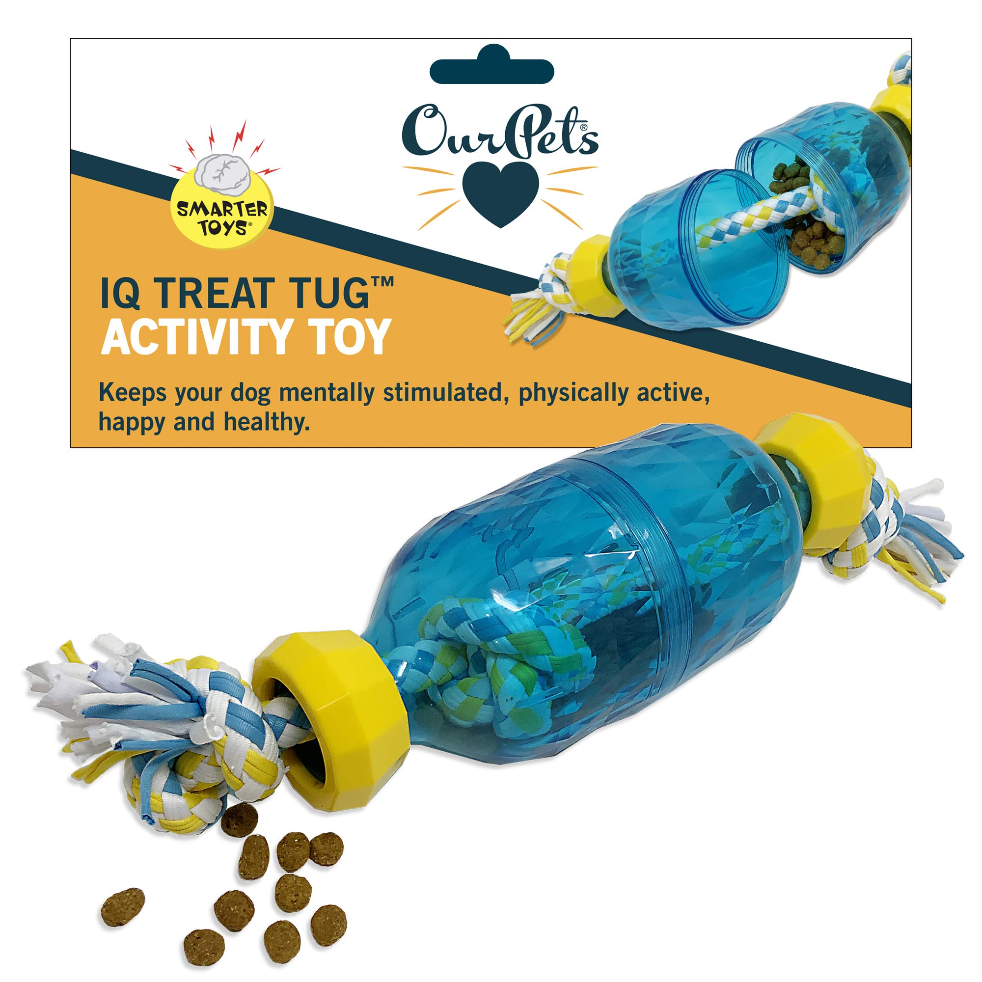 IQ Treat Tug & Activity Puzzle Dog Toy with Rope - Interactive Enrichment Toy for Dogs - Includes Treat Dispenser for Dry Food - Large 10.6