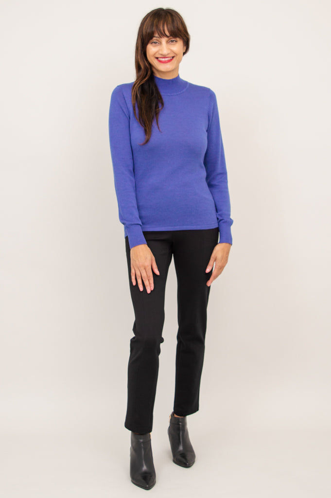 Cameron Sweater for Women - Soft Bamboo Cotton Blend, Deep Blue Cozy Pullover - Perfect for Casual Outings & Relaxing at Home