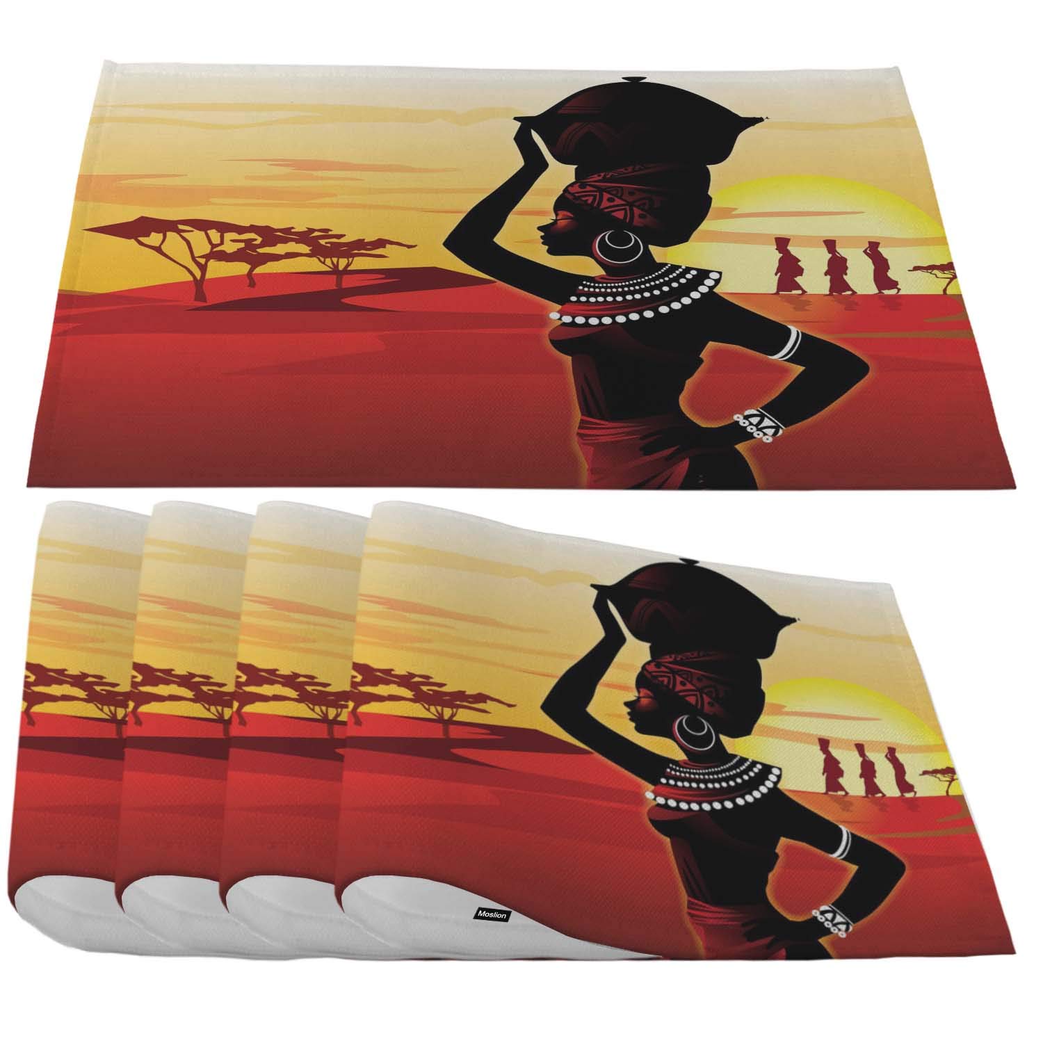African Women Painting Art Placemats - Handmade Cultural Table Mats for Dining Decor | Perfect for Home Kitchen, Restaurant, and Cultural Events
