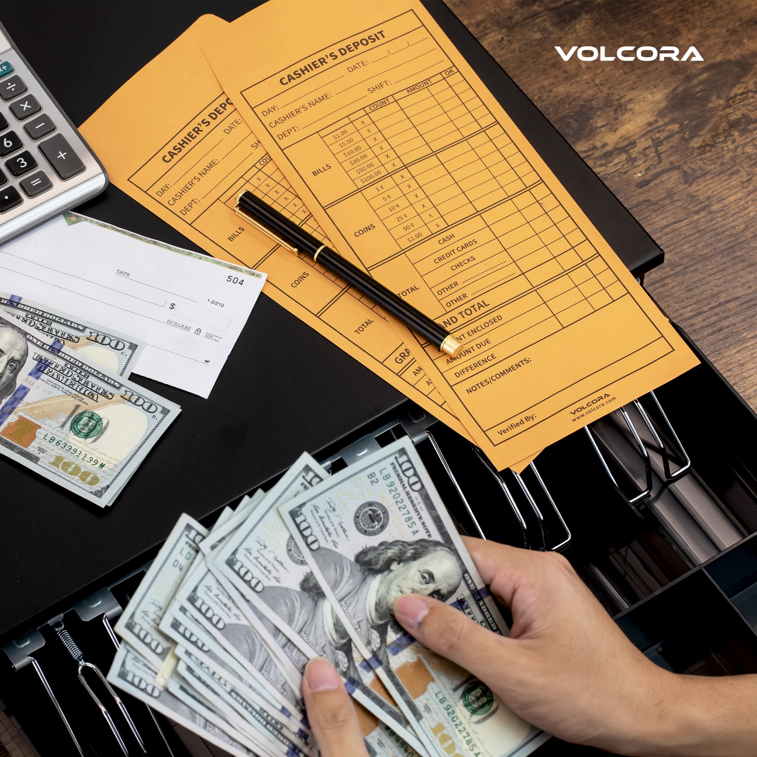 Volcora 500 Pack Self-Adhesive Cash Deposit Envelopes - Brown Kraft Bank Deposit Slips for Retail, Restaurants & Small Businesses - Perfect for Daily Cash Handling, Safe Money Storage & Organized Financial Transactions