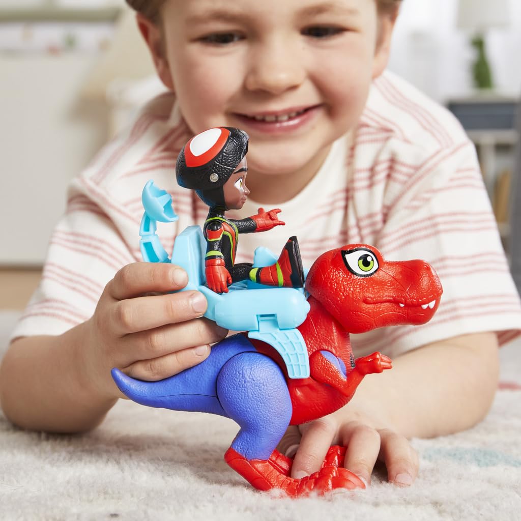 Marvel Spidey and His Amazing Friends 4-inch Action Figure Set - Spidey-Rex & Miles Morales | Collectible Spider-Man Toys for Kids | Perfect for Playtime, Birthday Gifts & Superhero Adventures